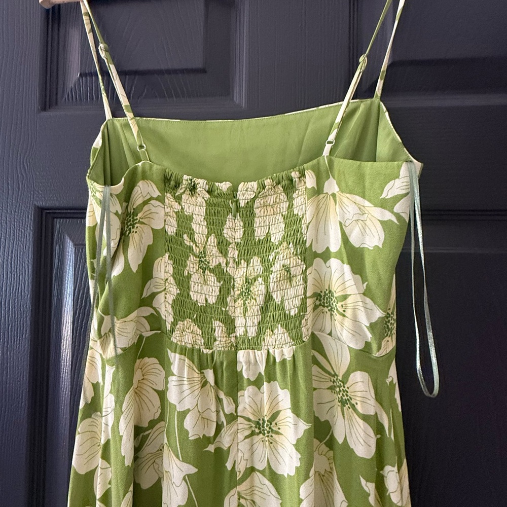 Reformation Monette NWT Green Floral Midi Dress Lovebird Size 8 - Picture 13 of 15